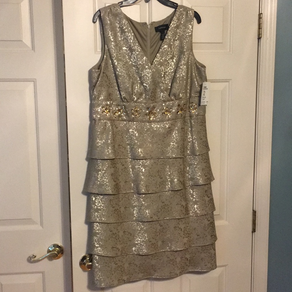 Sleeveless, wrap front cocktail dress with jacket